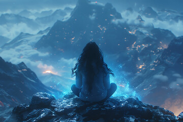 Fototapeta premium Shambhala, the awakening system, rooted in ancient spiritual traditions and modern mindfulness, guides individuals towards enlightenment through meditation and self-awareness. 