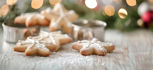 Iced Star-Shaped Cookies on Table