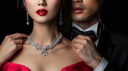 An elegant couple in formal attire