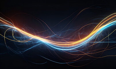 Abstract exposure, dynamic electric flows on a dark background