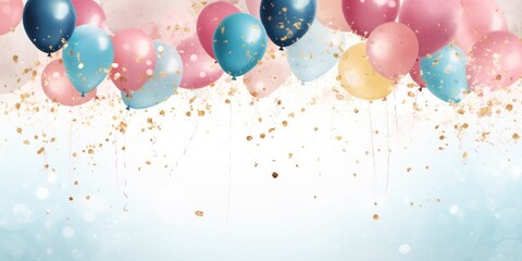 16th sweet sixteen birthday or anniversary balloons and confetti decoration for surprise parties event setup background