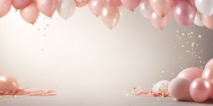 16th sweet sixteen birthday or anniversary balloons and confetti decoration for surprise parties event setup background