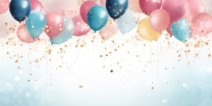 16th sweet sixteen birthday or anniversary balloons and confetti decoration for surprise parties event setup background
