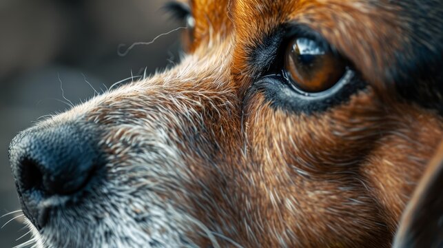 Beagle with a rabbit, close-up. 