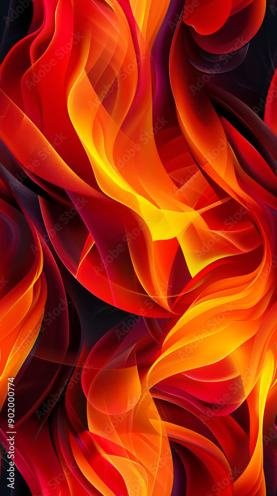 Aufkleber Abstract background with fluid red and orange shapes, evoking a feeling of dynamic energy and motion