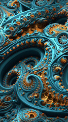 Intricate fractal design creating a seamless and captivating ornamental pattern