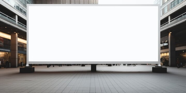 A huge big white mockup blank screen at a shopping mall or center