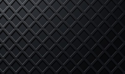 Dark grey metal grid pattern on a black background, exhibiting a square and diamond structure with a gradient effect.