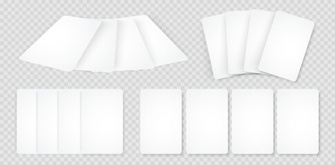 Set of playing cards mockups. Blank playing cards on transparent background. Vector illustration