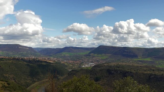Viaduc de Millau. Bridge overview of the area near and blue sky
