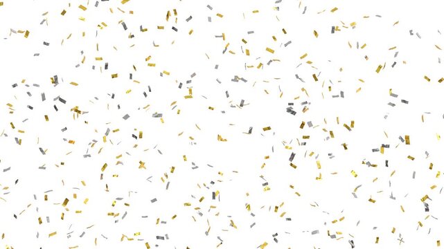 cinq jets de confettis explosent de gauche &agrave; droite - couche alpha s&eacute;par&eacute;e	
