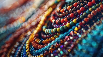 A handmade jewelry project with beaded necklaces and intricate metalwork