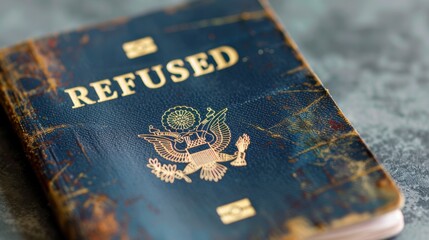 A passport with REFUSED text symbolizes visa rejection and immigration challenges
