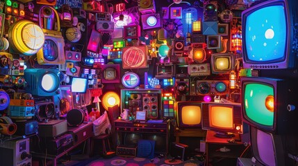 Obraz premium A DIY art installation made from recycled materials and found objects