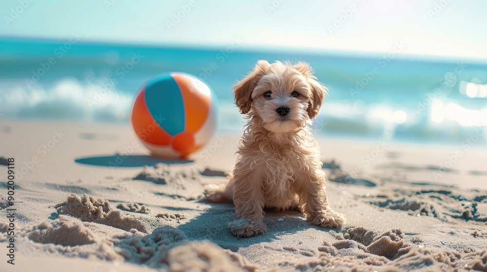 Wall mural dog on the beach