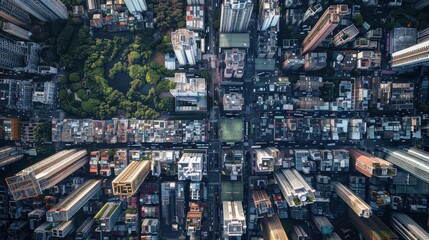 Fototapeta premium A cityscape with mixed-use developments, highlighting the integration of residential