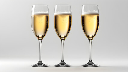 Champagnes on a white background. Generative AI