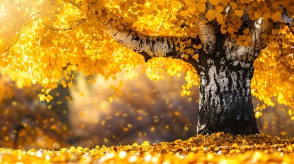 Tree with abundant yellow leaves