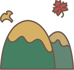 가을 단풍산 아이콘