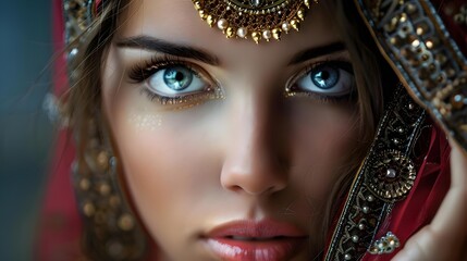 Obraz premium Close-up portrait of a girl with jewelry