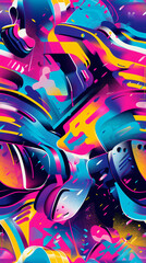 Fototapeta premium Energetic and lively abstract design featuring a whimsical blend of shapes and colors