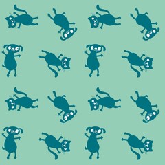 Cartoon animals seamless cats and dogs and fish bones pattern for wrapping paper
