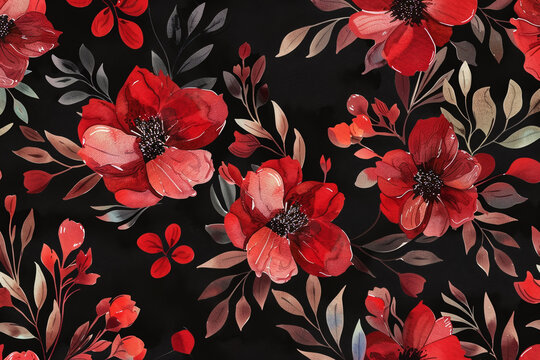 Red Floral Print 356 791 Adobe Stock