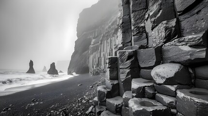 Basalt rock formations - Troll toes on black beach
