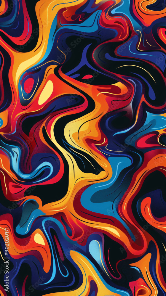Aufkleber Mesmerizing abstract background with swirling and mixing colors, creating a vibrant and dynamic visual experience