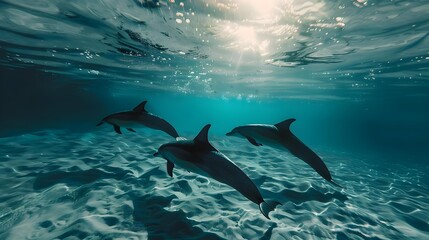 Obraz premium Dolphins swimming underwater