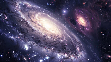 Obraz premium A spiral galaxy with a bright yellow center