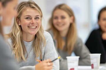 Fototapeta premium Woman Smiling In Office Setting