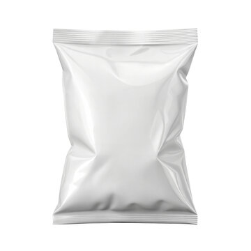 A white plastic bag with a white label
