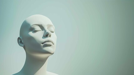 Bald female illustration on plain backgroun with space for copy. Bald woman concept