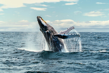 Naklejka premium A whale is jumping out of the water