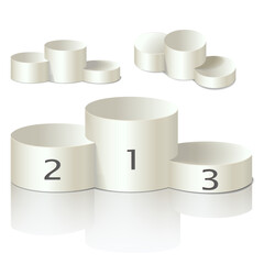 White winners podium cylinder form