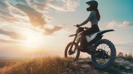 Woman riding electric dirt bike adventure