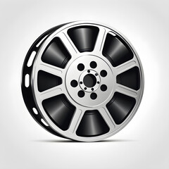 Fototapeta premium Film reel icon theme symbol logo on white background. Generative AI