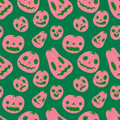 Halloween pumpkins seamless monsters pattern for wrapping paper and fabric