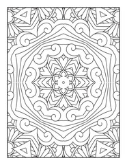 Fototapeta premium Mandala Coloring Pages. Seamless vector pattern. Black and white linear drawing. Mandala Coloring Book For Adult. Mandala Coloring Book. coloring page for children and adults. 
