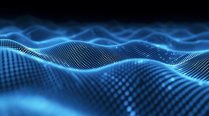 Blue abstract wavy 3d holographic scientific background