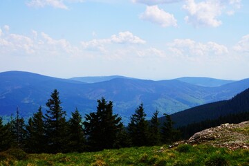 Mountain panorama of the Czech mountains
