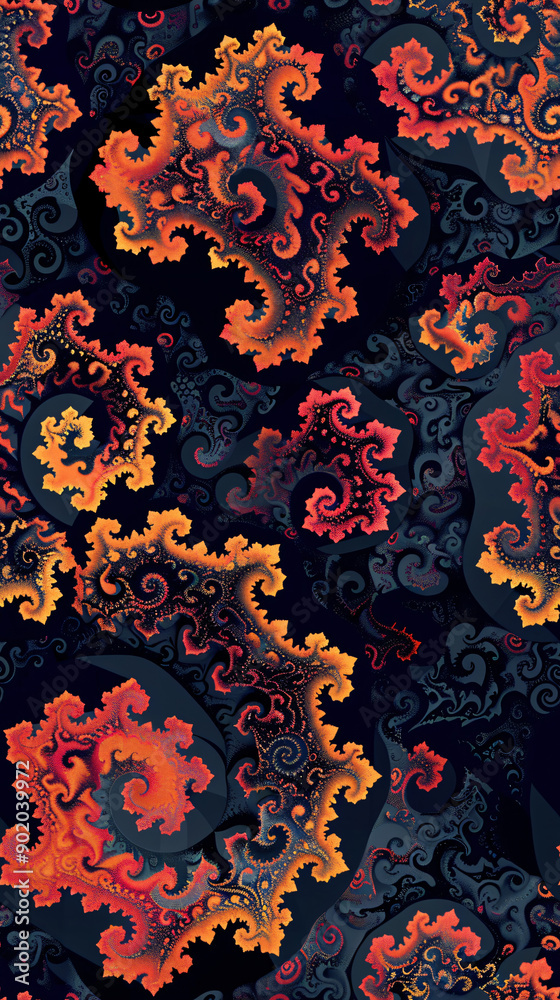 Fototapete colorful and detailed fractal art design creating a seamless pattern