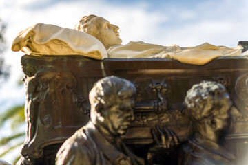 Obraz premium Bronze Sculpture at Joselito's Tomb in San Fernando Cemetery, Sevilla