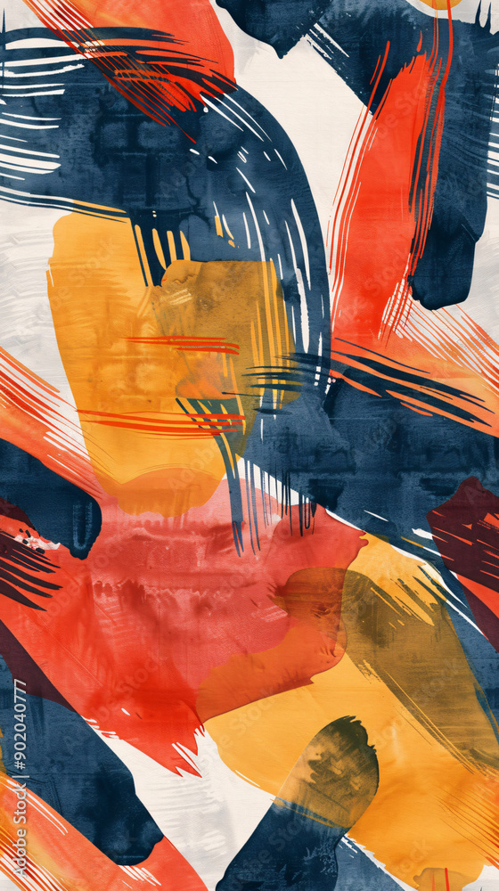 Fototapete vibrant color palette and expressive brush strokes create an abstract seamless pattern