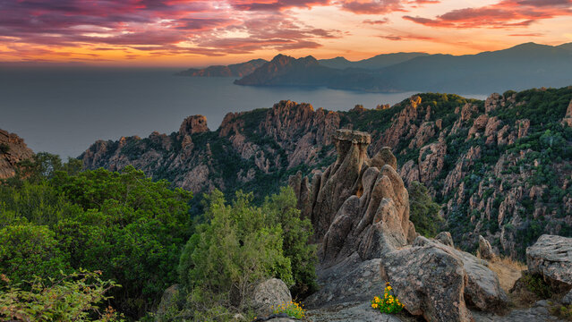 Calanques de Piana - Corsica - France - Art and travel concept