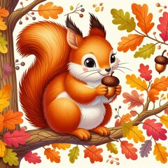 Fototapeta premium squirrel with acorn generative ai 