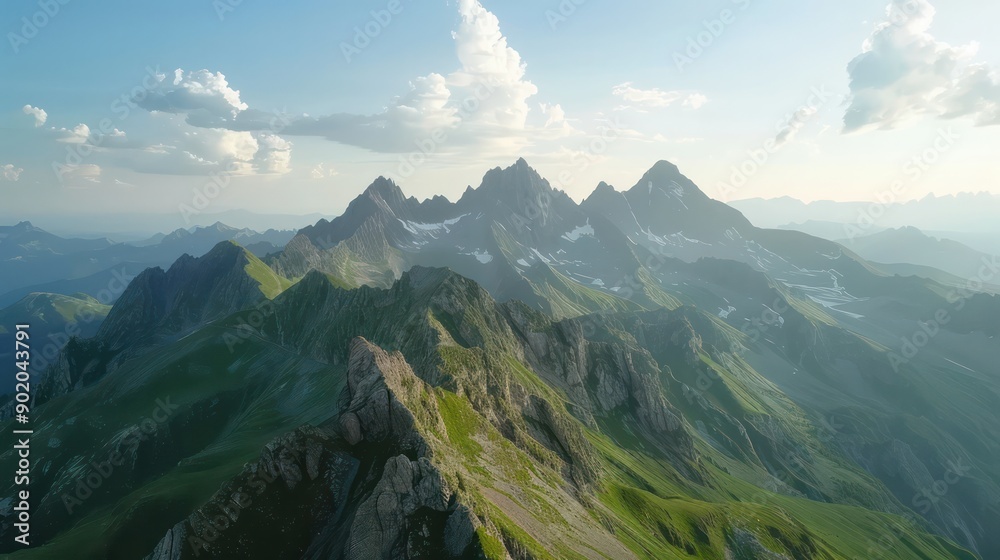 Aufkleber the mountains are covered in snow and the sky is clear. the mountains are very tall and the view is 