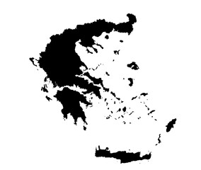 Greek map vector silhouette illustration isolated on white. Mediterranean country. EU state. Balkan state symbol. Greece map vector silhouette. Greek shape shadow territory.
