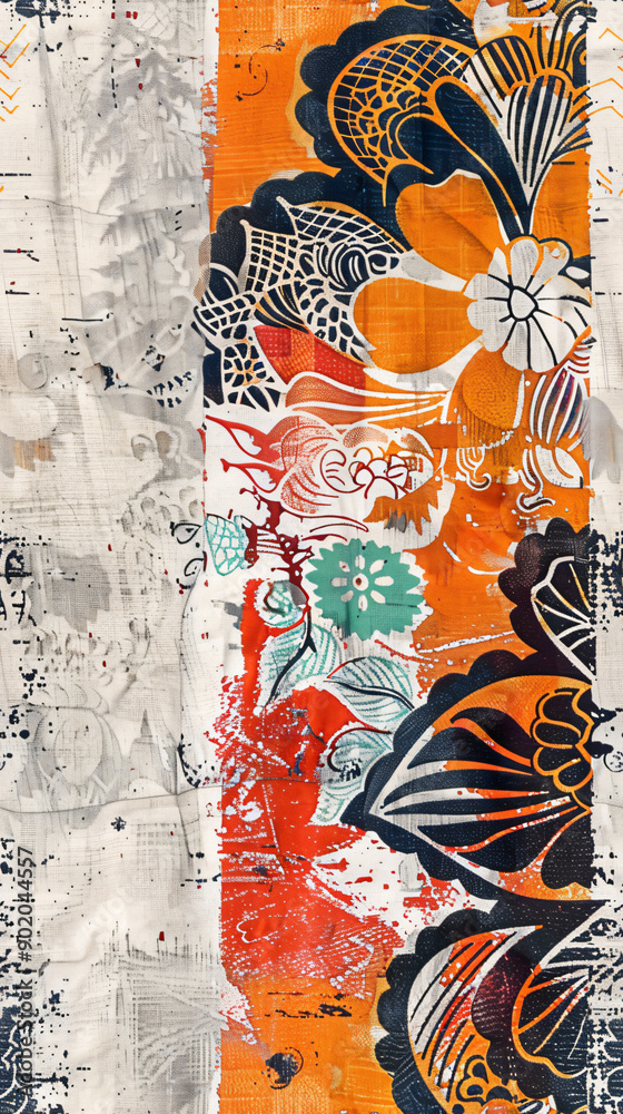 Fototapete Seamless pattern blending vintage and modern design elements, perfect for adding a unique touch to any project